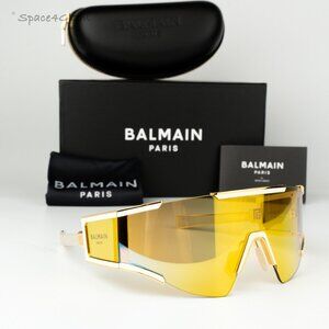 Balmain Women Sunglasses Gold Bronze Mirror Mask FLECHE BPS-138B-141 BRAND NEW